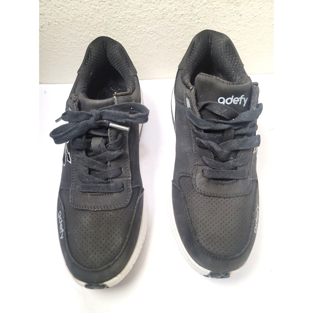 Gdefy Men's Leather Athletic Sneakers Black‎ & White Walking Shoes Size 11